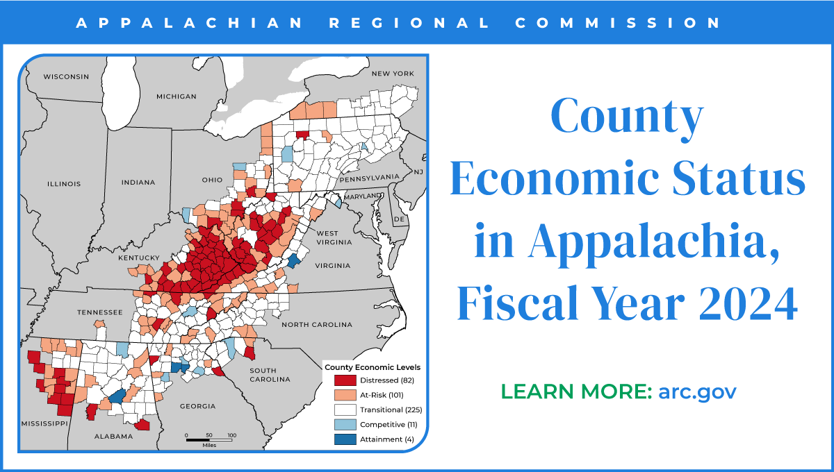 County Economic Status In Appalachia FY 2024 Appalachian Regional   FY 2024 County Econ Map Twitter 